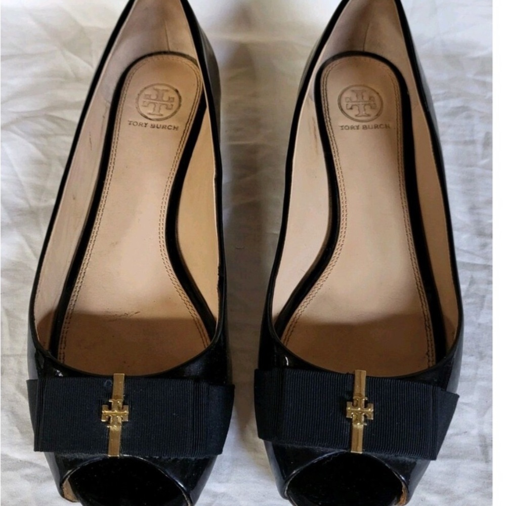 Tory Burch Black Flats with Gold Accent